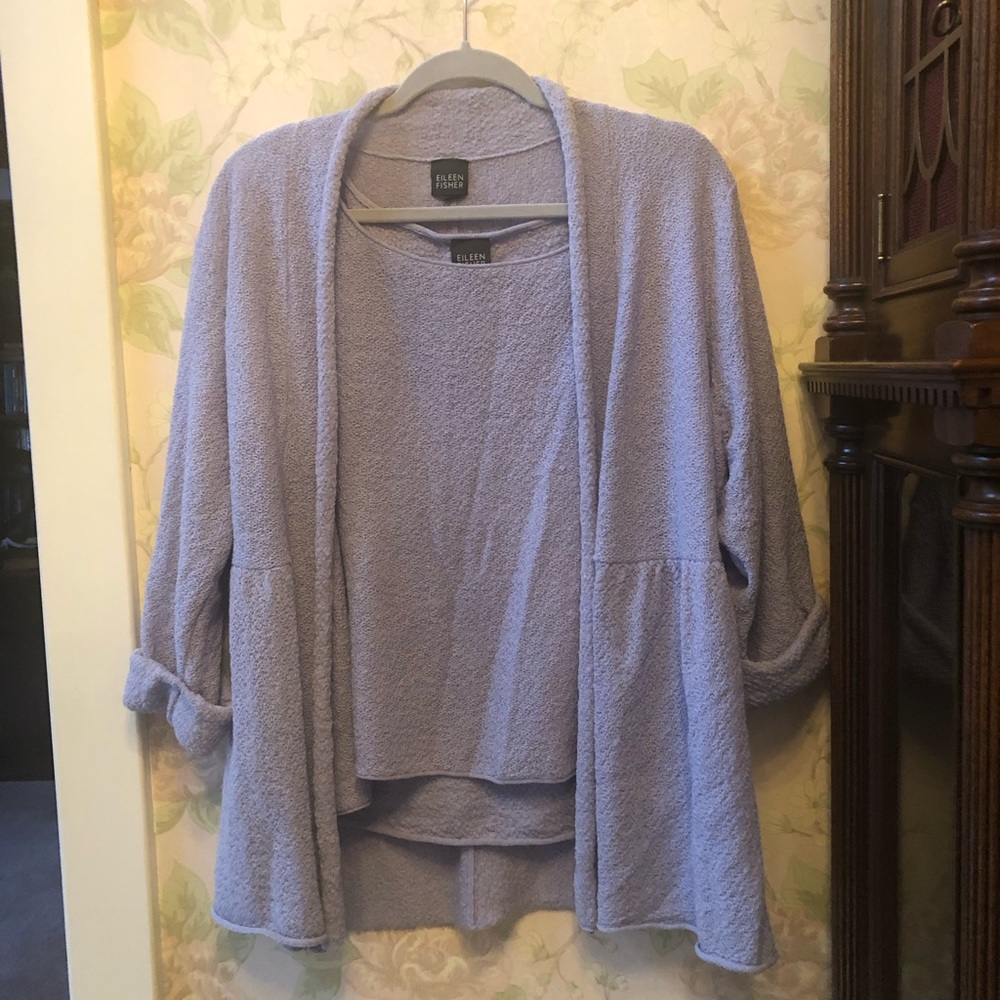 Eileen Fisher size XL Lavender wool sweater set. Sleeves are bracelet length.